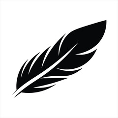 Fototapeta premium black feather silhouette is shown against a white background The feather is depicted in a simple vector