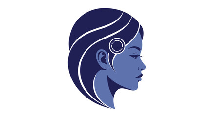 Profile portrait of a futuristic woman in blue © Ngerdo