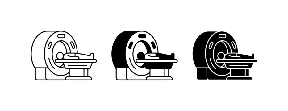 MRI Scanner Icons, Medical Imaging Machine Set, Diagnostic Technology, Healthcare Equipment, Patient Scan, Clinical Procedure, Radiology Equipment