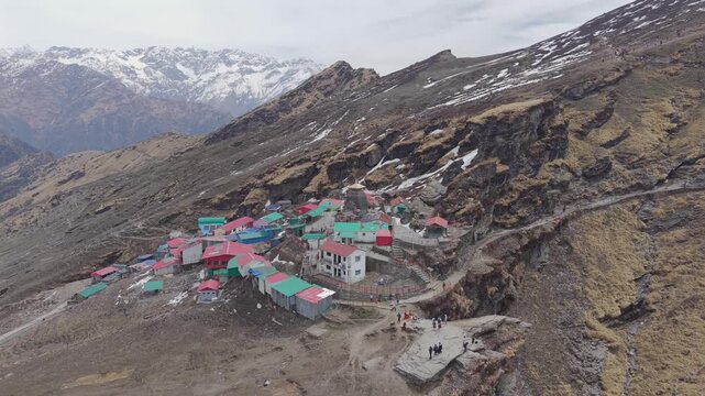 Aerial View of Chandrashila Summit Near Tungnath Uttarakhand India
