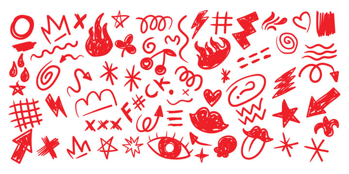 Punk doodle elements music subculture rebellious expression.