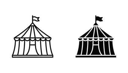 Circus tent vector graphic in outline and silhouette styles for entertainment and event themes © Quantum