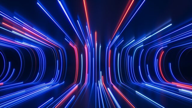 Abstract Technology Background - Big Data, AI, digital stream data lines. 3d illustration