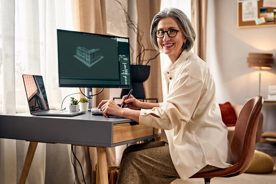 Senior architect working from home.