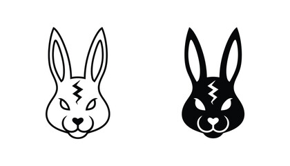 Fototapeta premium Rabbit face icon outline and filled version isolated