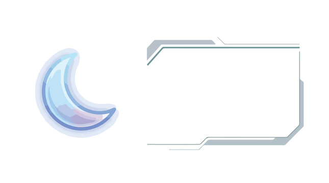 Futuristic digital user interface element with a crescent moon icon.