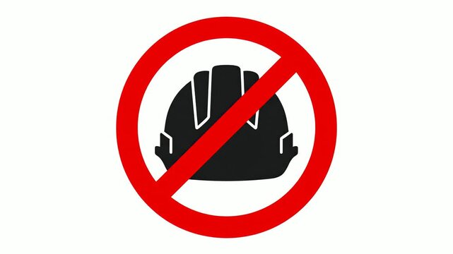 No Hard Hat Sign Prohibition Symbol.