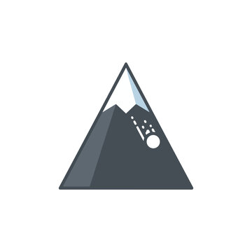 Minimalist Mountain Avalanche Vector Icon for Risk Management and Business Growth Concepts, High Peak with Snowball Effect Design for Corporate Strategy and ESG Climate Awareness