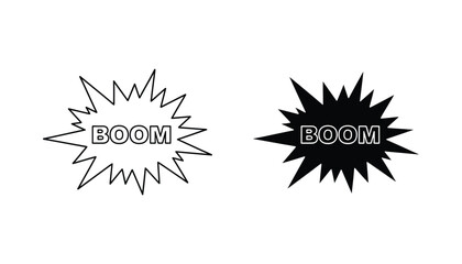 Boom comic book explosion speech bubble icon set for action graphic design and marketing promotions © Echo