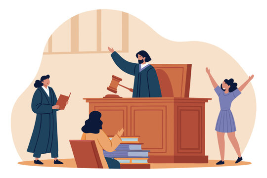 Law School Moot in Education Style, Detailed Illustration (White Color)