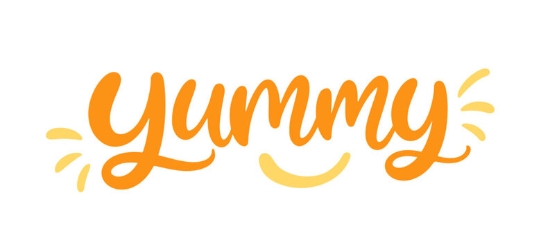 Yummy hand lettering fun food vector typography