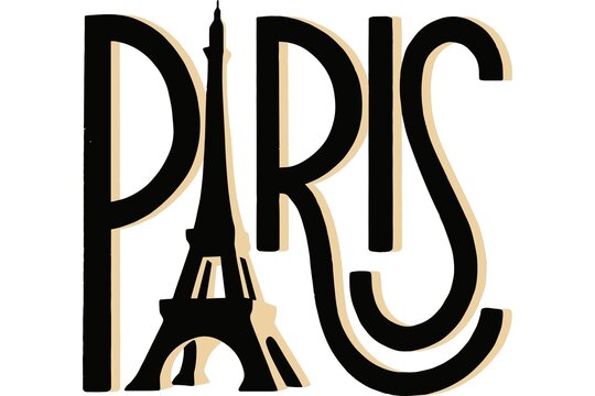 eiffel tower paris typography poster minimalist travel destination summer vacation design