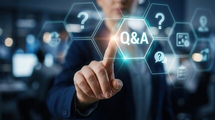 Obraz premium Chatbot technology concept featuring Q&A abbreviation on a smart digital background.