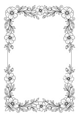 Fototapeta premium This charming flower border features sweet floral elements, making it a delightful addition to enhance invitations and art projects with its lively feel.