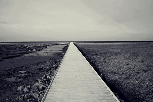 Very long jetty in the North Sea at low tide