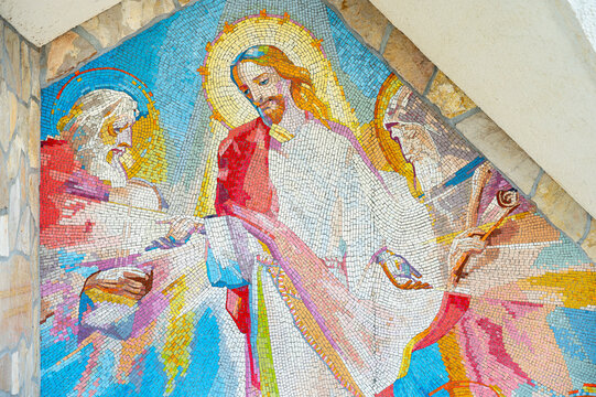 Mosaic of the Transfiguration of the Lord, the Fourth Luminous Mystery of the Rosary &ndash; Sanctuary of the Queen of Peace, Medjugorje.