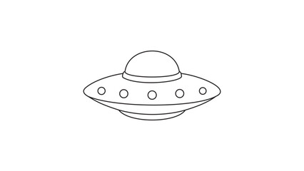 Mysterious flying saucer vector icon for futuristic and cosmic themes, minimalist hand-drawn illustration with editable stroke for customizable line weight and scalable extraterrestrial ship. © Mdraza