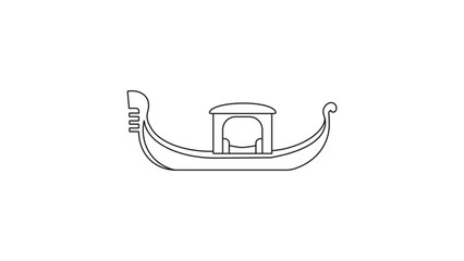 Traditional Venetian gondola boat vector icon illustration with editable stroke, minimalist hand-drawn line art of a Venice transport vessel for Italian travel and tourism design projects. © Mdraza