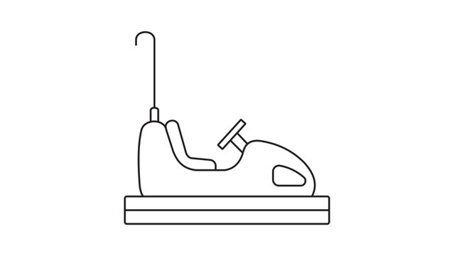 Fun bumper car vector icon with an editable stroke, perfect for amusement park and fairground themes, clean handdrawn illustration of a dodgem vehicle for minimalist graphic design layouts.