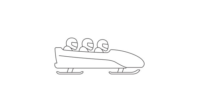 Dynamic Bobsled Vector Icon with Editable Stroke. A High-Speed Winter Sports Hand-Drawn Illustration of a Racing Sled, Designed for Athletics and Competition Graphics with Customizable Line Weight.