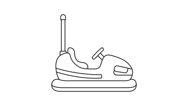 Professional bumper car vector illustration with an editable stroke for custom line weights, high-quality dodgem icon for theme park maps and entertainment industry graphics in a clean style.