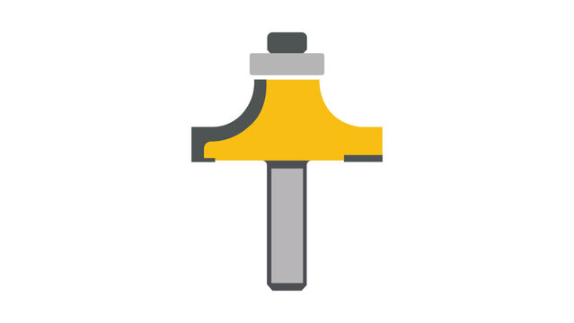 Industrial router bit for wood machining vector illustration. Elegant minimalist line icon of a high-speed steel cutter for professional joinery and cabinetry work. Hand-traced scalable graphic.
