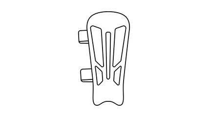 Obraz premium Professional football shin guard vector icon with editable stroke, showcasing a clean minimalist hand-drawn illustration of protective leg gear for sports enthusiasts and athletic training.