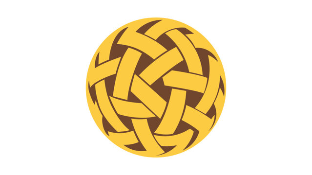 Clean line art illustration of a rattan ball vector icon for sepak takraw, showcasing a minimalist hand-drawn design of the traditional woven sports equipment for professional graphic use.