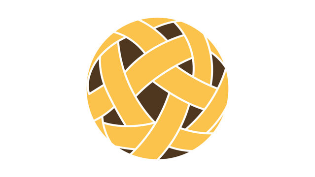Hand-drawn rattan ball vector icon representing sepak takraw sports, featuring a clean minimalist line art illustration of the traditional woven ball for athletic games and cultural recreation.