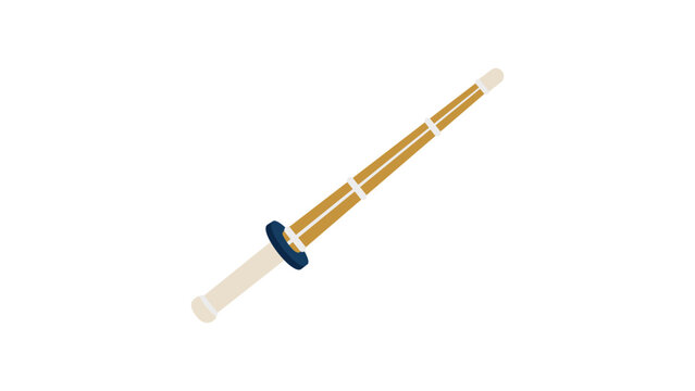 Hand drawn Kendo shinai sword vector icon depicting the classic bamboo practice weapon for martial arts training, suitable for sport competition graphics, dojo logos, and clean web designs.