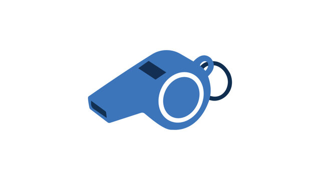Referee sports whistle vector icon. Minimalist hand-drawn illustration for game officiating and athletic coaching. Clean scalable line art for football, basketball, and track competition graphic