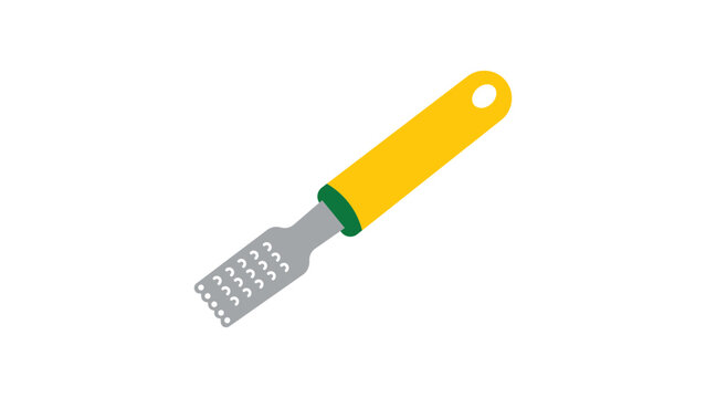 Sharp citrus zester vector icon for grating lemon and orange peel. Professional kitchen tool illustration featuring a hand-drawn minimalist style for culinary branding and restaurant graphics.
