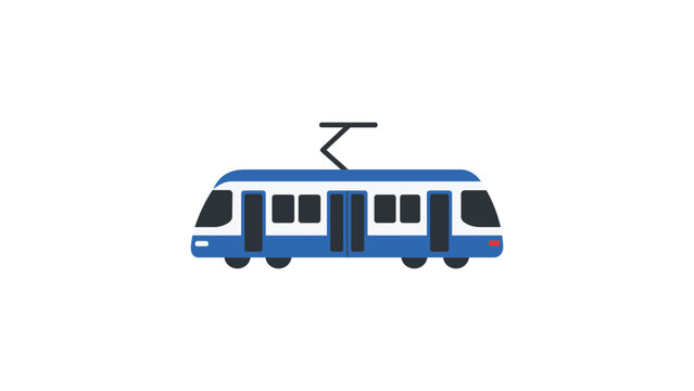 Elegant vector icon of a classic city tram illustration, hand-drawn outline of a public transit streetcar, minimalist scalable graphic design element for urban transportation and travel themes.
