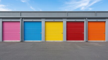Fototapeta premium Colorful storage units providing climate controlled storage solutions.