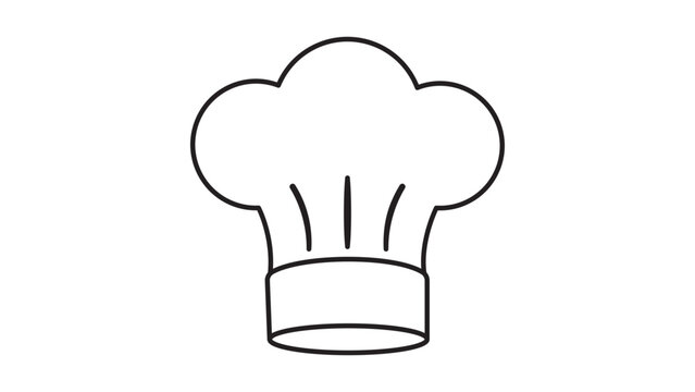 Chef hat vector illustration with editable stroke for restaurant branding. A clean minimalist hand-drawn icon of a professional toque, ideal for culinary art, bakery menus, and cooking symbols.