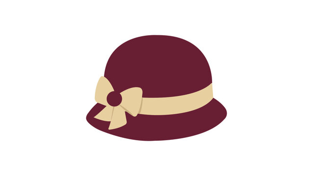 Elegant cloche hat vector icon illustration in a minimalist hand-drawn style, classic vintage fashion accessory for women, isolated outline design element for apparel and millinery branding.
