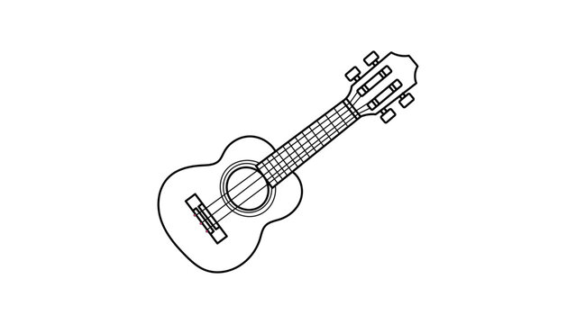 Elegant cavaquinho vector icon with an editable stroke, featuring a minimalist line illustration of the Brazilian string instrument ideal for samba music graphics and cultural design projects.