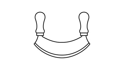 Modern mezzaluna knife vector illustration with editable stroke, featuring a clean hand-drawn line icon of a curved vegetable blade, perfect for restaurant menus and professional chef graphics. © Mehedi