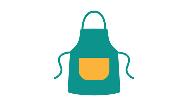 Kitchen apron vector icon with a clean hand-drawn outline, minimalist illustration for cooking, baking, and chef-related designs, professional scalable graphic element for culinary branding.