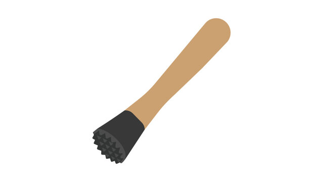 Professional bar muddler vector icon featuring an editable stroke. Hand-drawn minimalist cocktail preparation tool illustration, scalable thin line design for bartender guides and drink recipes.