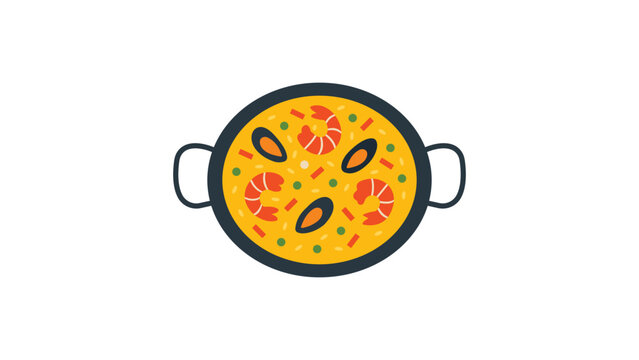 High-quality paella pan vector icon with editable stroke and adjustable line weight, perfect for Spanish cuisine menus, cooking apps, and culinary designs, hand-drawn minimalist illustration.