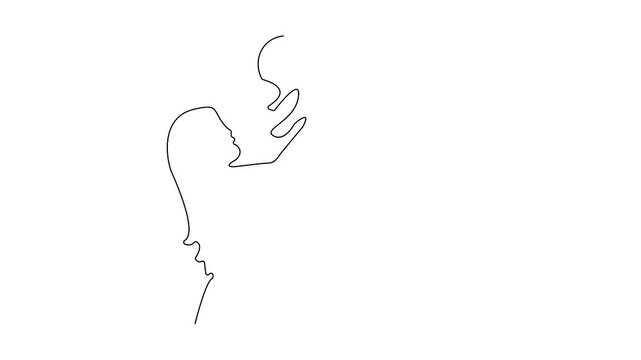 Single Line Drawing of a Human Profile face head