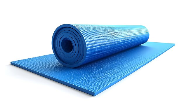 Rolled blue textured material, isolated on white, showing a close-up of bubble wrap surface, suitable for packaging or insulation concepts