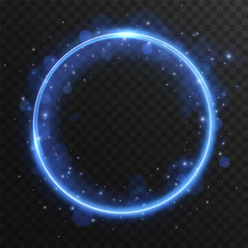 Abstract blue glowing energy ring with fluid plasma waves and circular motion. Futuristic digital light loop with dynamic flow and soft luminous effect vector illustration for tech art.