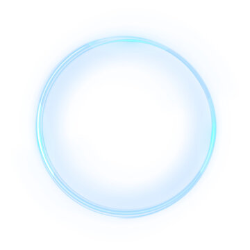 Radiant blue 3D light ring with intense lens flare effect. Premium abstract circle frame PNG for awards, luxury borders, and VIP design elements isolated on transparent background.