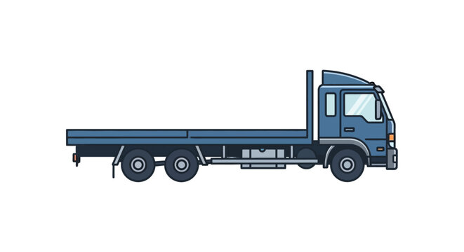 Blue flatbed truck illustration isolated on white background