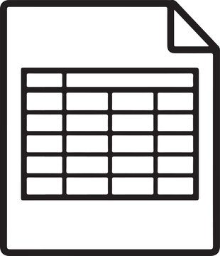 Document spreadsheet icon with table grid paper illustration for office, finance, and data use.
