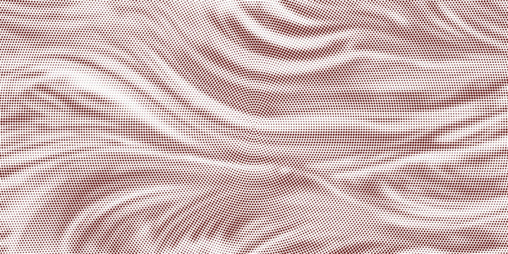 Red halftone concentric circle background. Rippled sonic wave ring wallpaper. Dotted radial gradient texture. Vector rasterized rough backdrop for epicenter, target, radar signal, vibration concept