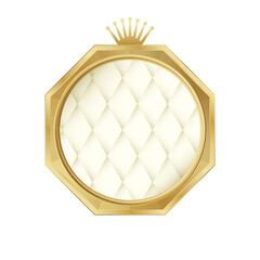 Fototapeta premium Luxury Gold Octagonal Frame with Tufted White Leather and Crown Design