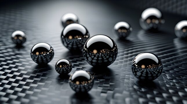 High-Gloss Liquid Mercury Droplets on a Dark Carbon Surface
